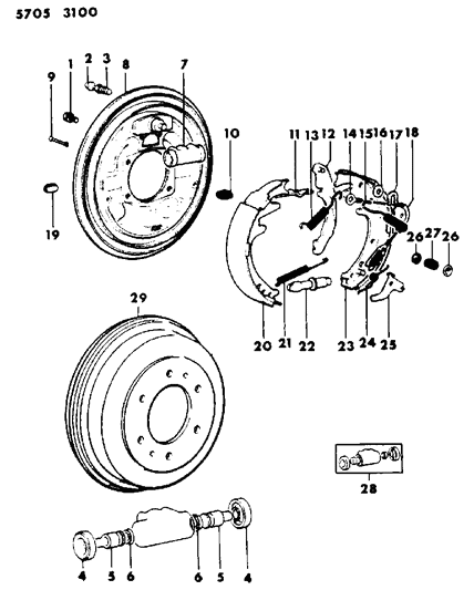 1986 Dodge Ram 50 Brakes, Rear Diagram 2