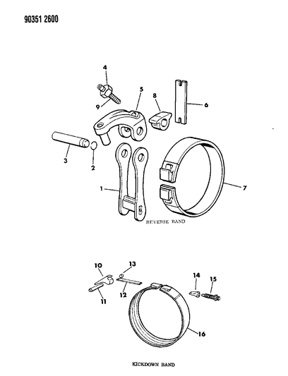 1992 Dodge W150 Bands, Reverse & Kickdown With Linkage Diagram 2