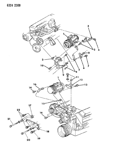 1986 Dodge D350 Mounting - A/C Compressor Diagram