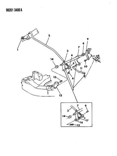 1993 Dodge Ram Van Controls, Gearshift, Lower Diagram 2