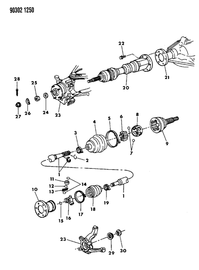 1992 Dodge Dakota Shaft - Front Drive Diagram