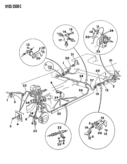 1989 Chrysler TC Maserati Lines & Hoses, Brake Diagram