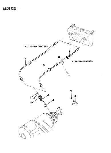 1985 Jeep J20 Cable, Speedometer & Pinion Diagram