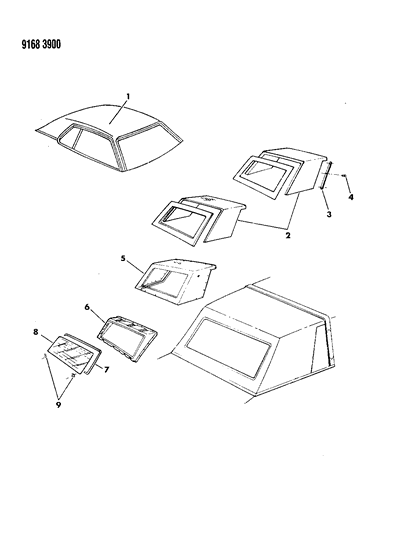 1989 Chrysler Fifth Avenue Cover, Roof - Exterior View Diagram