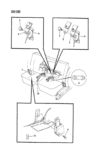 1988 Dodge Diplomat Belt - Rear Seat Lap Diagram