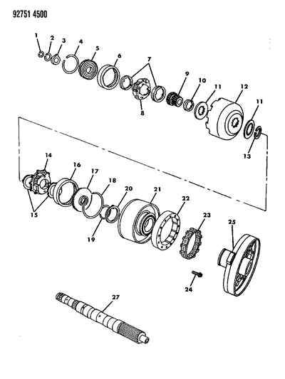 1992 Dodge Colt Gear Train & Intermediate Shaft Diagram