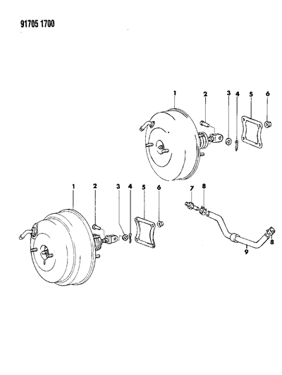 1991 Dodge Colt Booster, Power Brake Diagram 2