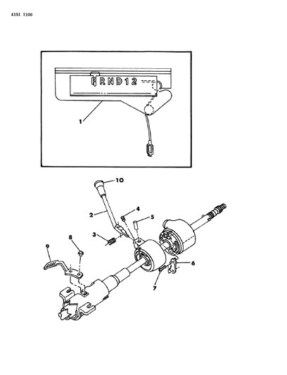 1984 Dodge W150 Controls, Gearshift, Steering Column Shift Diagram