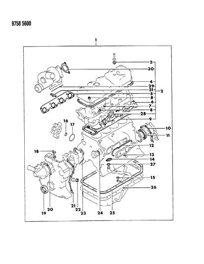 1989 Dodge Ram 50 Engine Gasket Sets Diagram 1