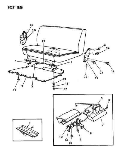 1990 Dodge W150 Seat - Rear Attaching Parts Diagram