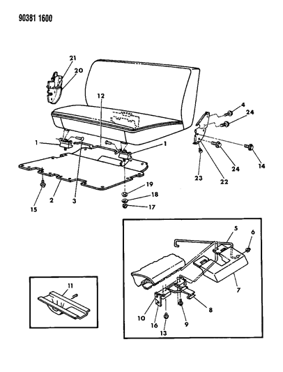 1991 Dodge D150 Seat - Rear Attaching Parts Diagram