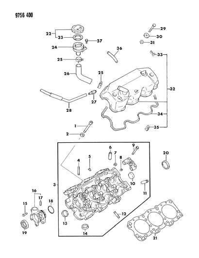 1989 Dodge Raider O Ring-Cylinder Head Diagram for MD096909