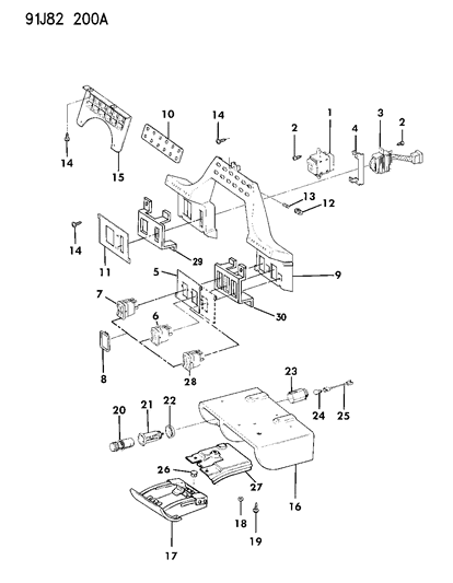 1992 Jeep Wrangler Instrument Panel Ash Receiver & Switches Diagram