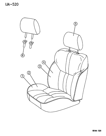 1995 Dodge Stratus HEADREST-Front St Right & Left Diagram for LC57RC3