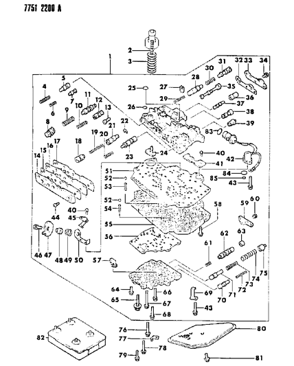 1987 Dodge Colt Valve Body & Components Diagram