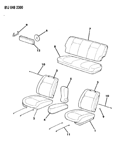 1984 Jeep Grand Wagoneer Covers, Upholstery With Front Bucket Seats Diagram 1