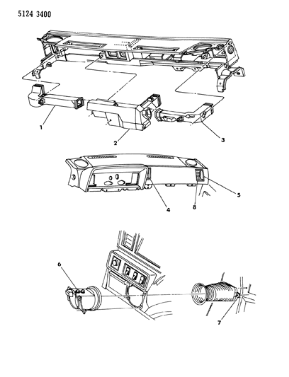 1985 Dodge Caravan Air Ducts & Outlets Diagram