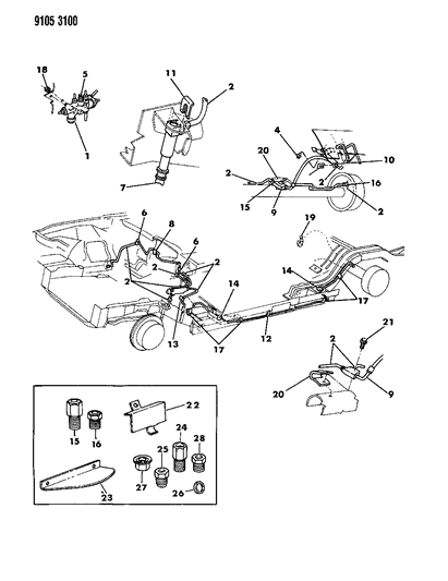 1989 Dodge Diplomat Lines & Hoses, Brake Diagram