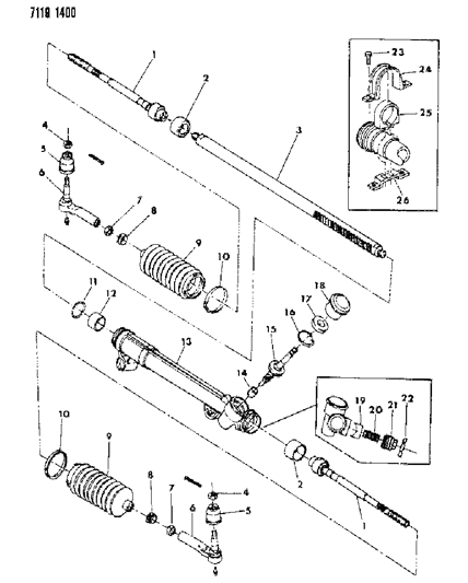 1987 Dodge Grand Caravan Gear - Rack & Pinion, Manual And Attaching Parts Diagram