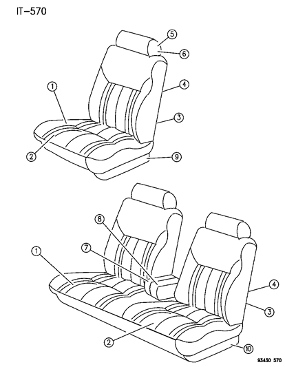 1994 Chrysler New Yorker Front Seat Cushion Diagram for EV61MF6