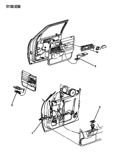 1991 Chrysler LeBaron Sedan Wiring & Switches - Front Door Diagram