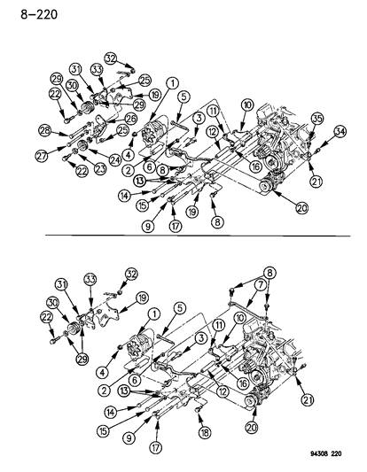 1995 Dodge Ram 2500 Alternator & Mounting Diagram 1