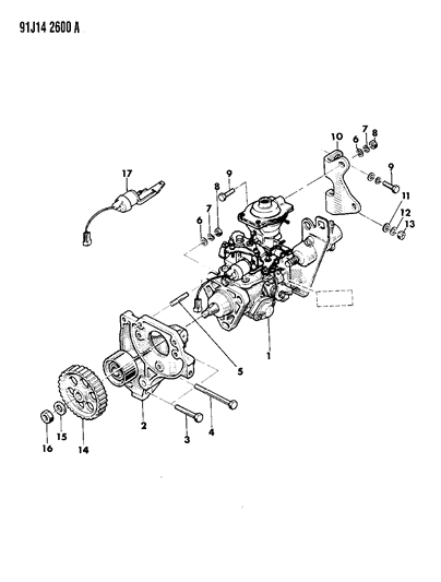 1993 Jeep Cherokee Fuel Injection Pump & Mounting Diagram