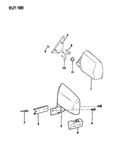 1992 Jeep Cherokee Mirror - Exterior Diagram 3