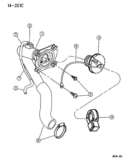 1995 Dodge Neon Tube Assembly-Fuel Filler Partial Diagram for 4495578