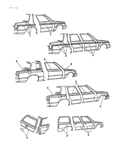 1984 Chrysler Executive Sedan Tape Stripes & Decals - Exterior View Diagram 2