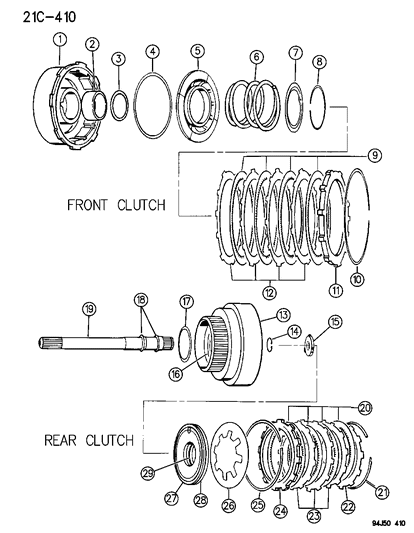 1994 Jeep Grand Cherokee Clutch , Front & Rear With Gear Train Diagram 1