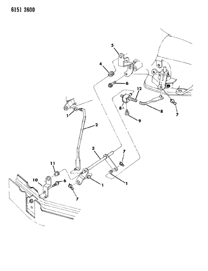 1986 Dodge Diplomat Controls, Gearshift, Lower With Column Shift Diagram