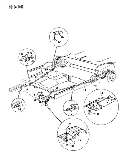 1990 Chrysler TC Maserati Cable, Parking Brake Diagram