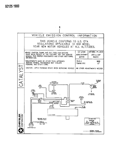 1992 Chrysler Imperial Label-CALIF EMISS Adjust&Routing Diagram for 4669437