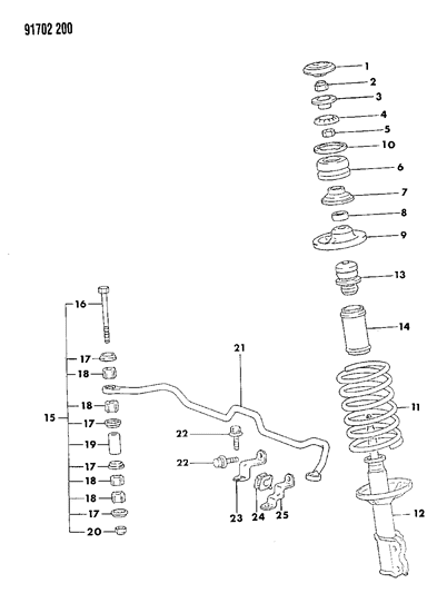 1991 Dodge Colt Suspension - Front Diagram 2