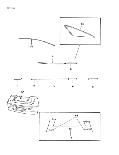 1984 Dodge Rampage Mouldings & Ornamentation - Exterior View Diagram 5