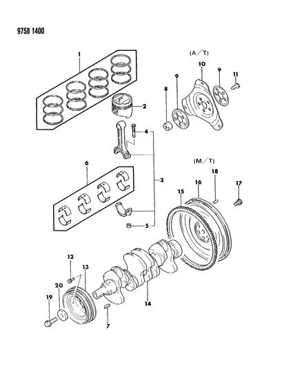 1989 Dodge Colt Crankshaft & Piston Diagram 2