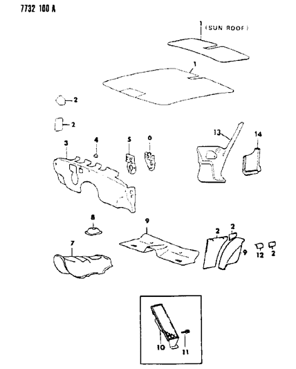 1987 Chrysler Conquest Silencer & Pads Interior Diagram