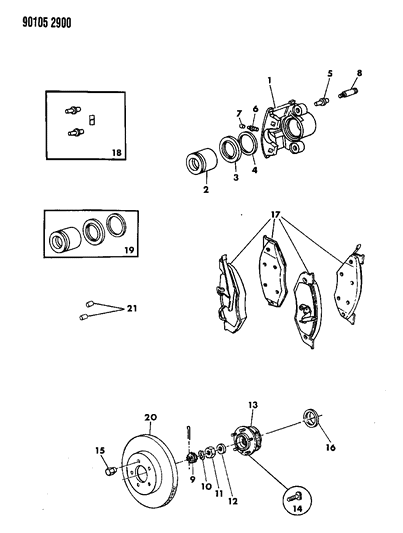 1990 Chrysler LeBaron GTC Brakes, Front Diagram 2