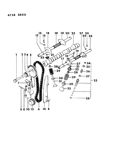 1984 Dodge Colt Camshaft & Valves Diagram 1