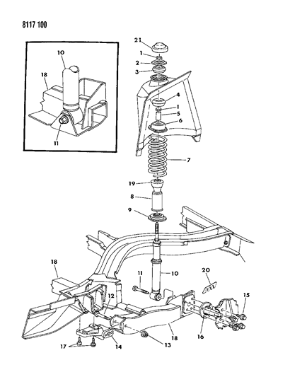 1988 Dodge Omni Suspension - Rear Diagram