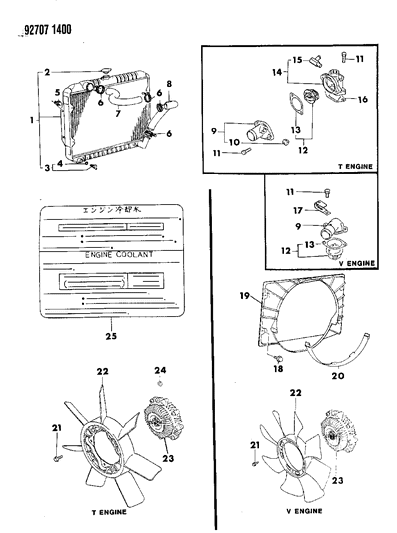 1993 Dodge Ram 50 Radiator & Related Parts Diagram 1