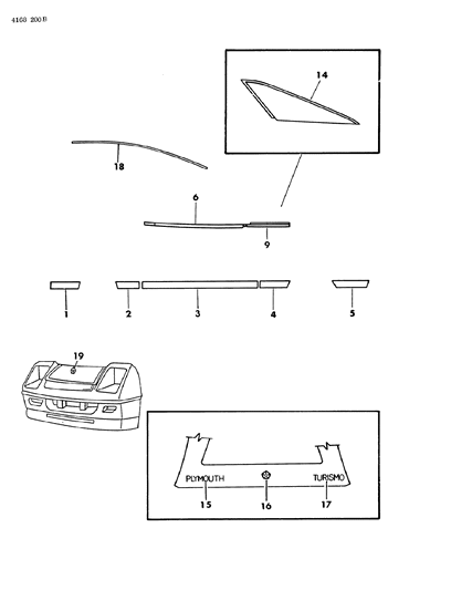 1984 Dodge Omni Mouldings & Ornamentation - Exterior View Diagram 4