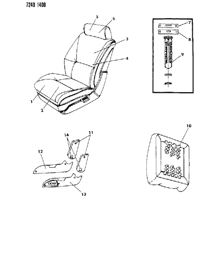 1987 Chrysler LeBaron GTS Front Seat Diagram 4