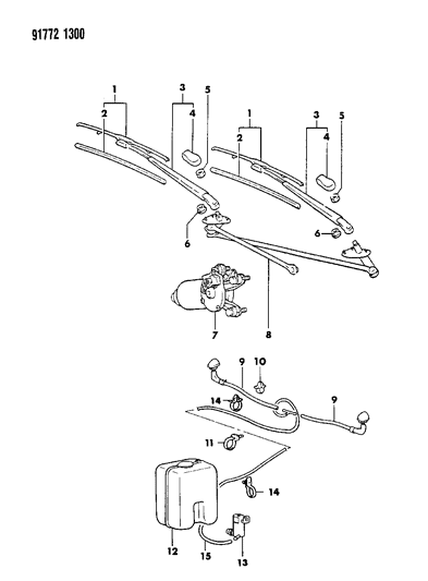 1991 Dodge Ram 50 Windshield Wiper & Washer System Diagram