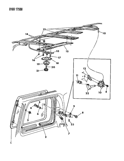 1988 Dodge Caravan Glass - Body Side Aperture Diagram