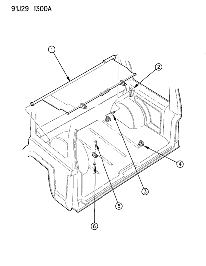 1991 Jeep Grand Wagoneer Cover-Cargo Area Sm Tire Diagram for 5DH56LF8