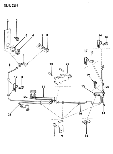 1986 Jeep Grand Wagoneer Lines & Hoses, Brake Diagram