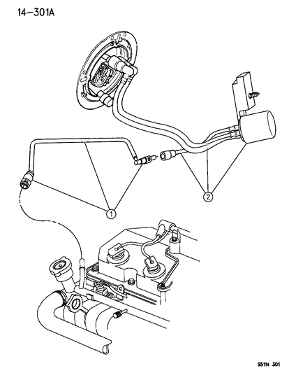 1995 Dodge Neon Fuel Lines & Filter Diagram