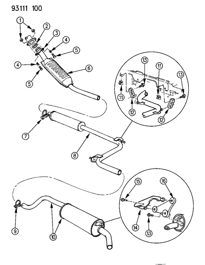1993 Chrysler Town & Country Exhaust System Diagram 1